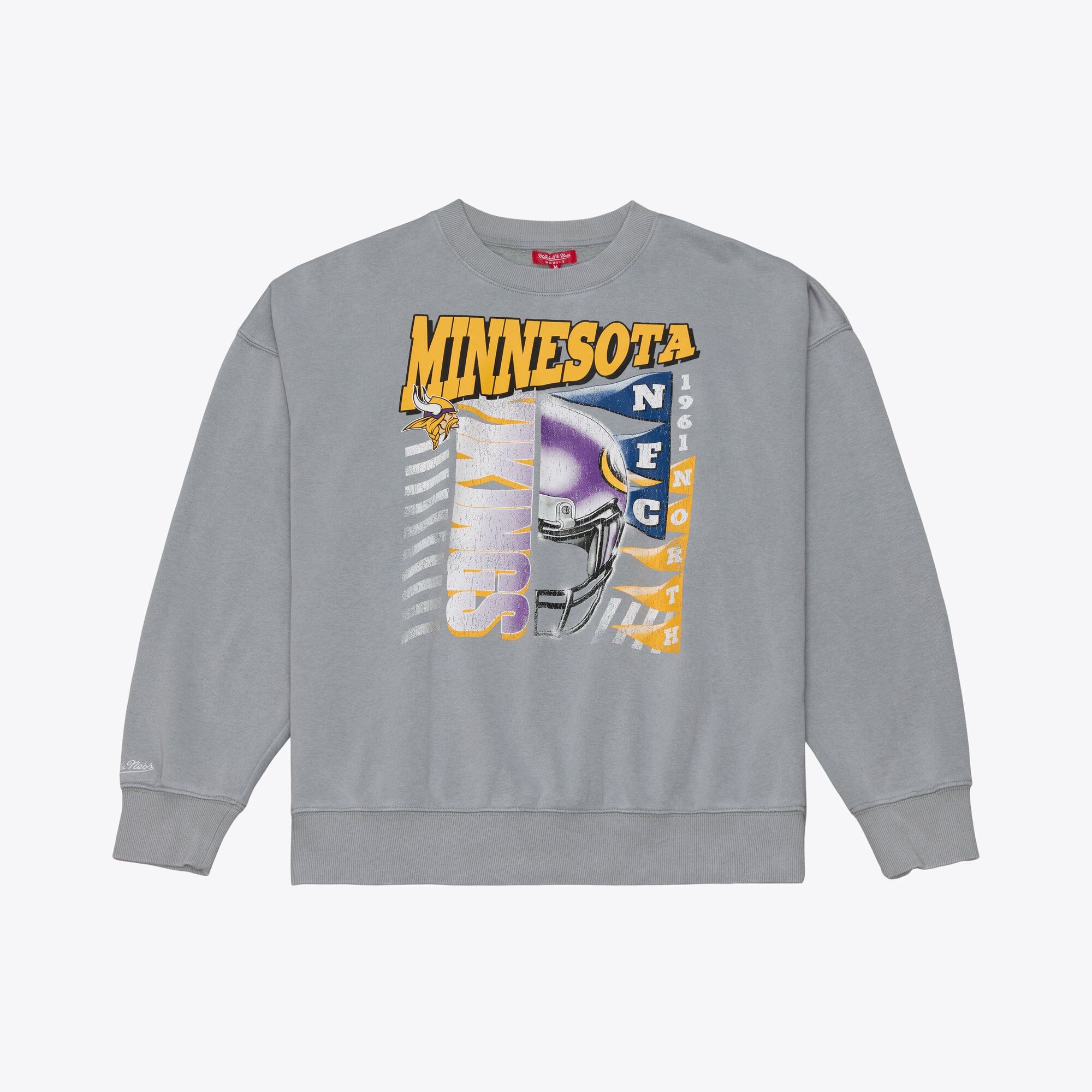 Women's Mitchell & Ness  Gray Minnesota Vikings Street Graphic Crewneck Sweatshirt