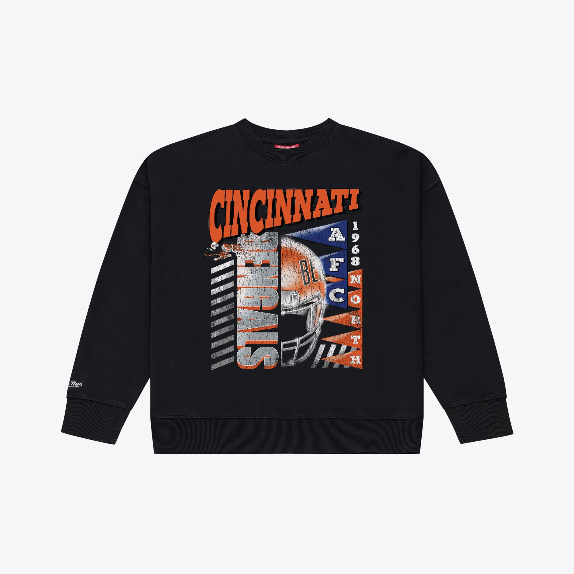 Women's Mitchell & Ness  Black Cincinnati Bengals Street Graphic Crewneck Sweatshirt