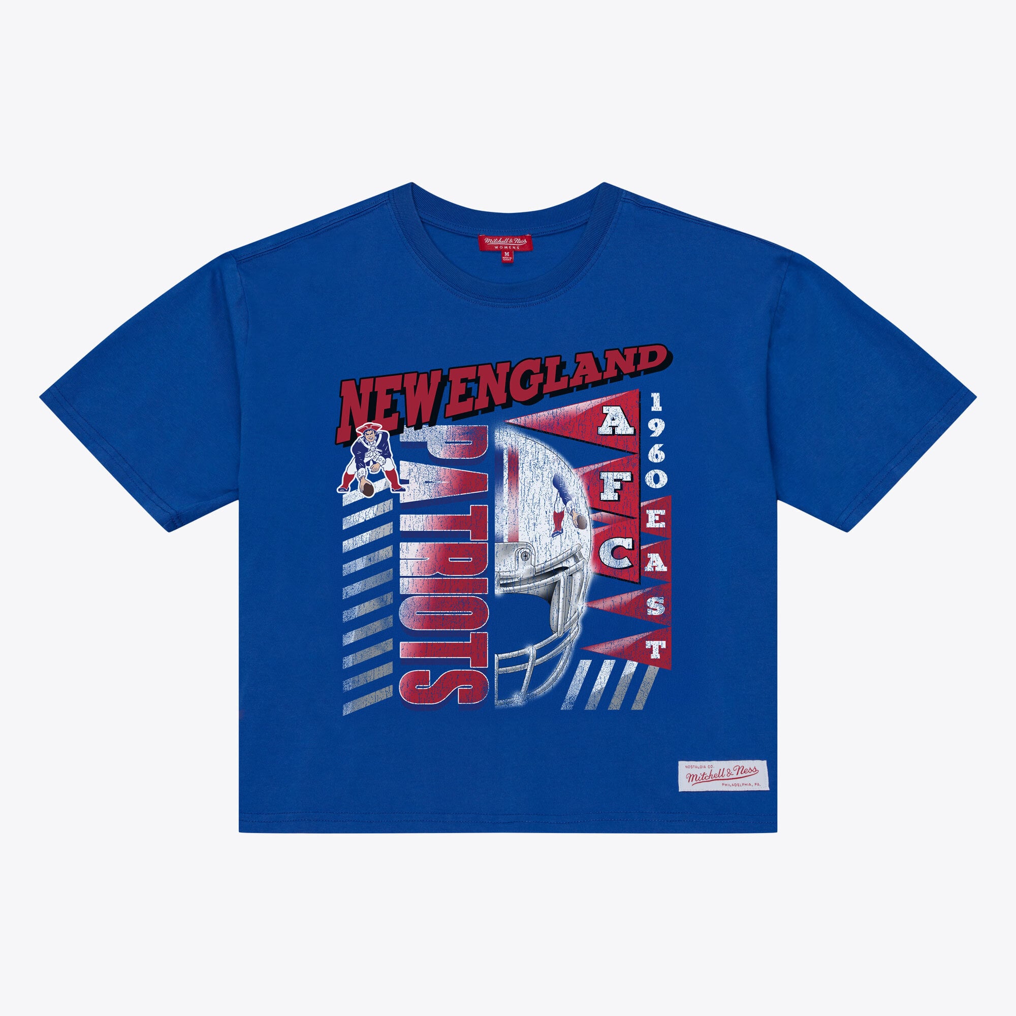 Women's Mitchell & Ness  Royal New England Patriots Street Graphic Boxy Cropped T-Shirt