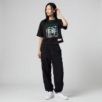 Women's Mitchell & Ness  Black Philadelphia Eagles Street Graphic Boxy Cropped T-Shirt