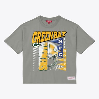 Women's Mitchell & Ness  Gray Green Bay Packers Street Graphic Boxy Cropped T-Shirt