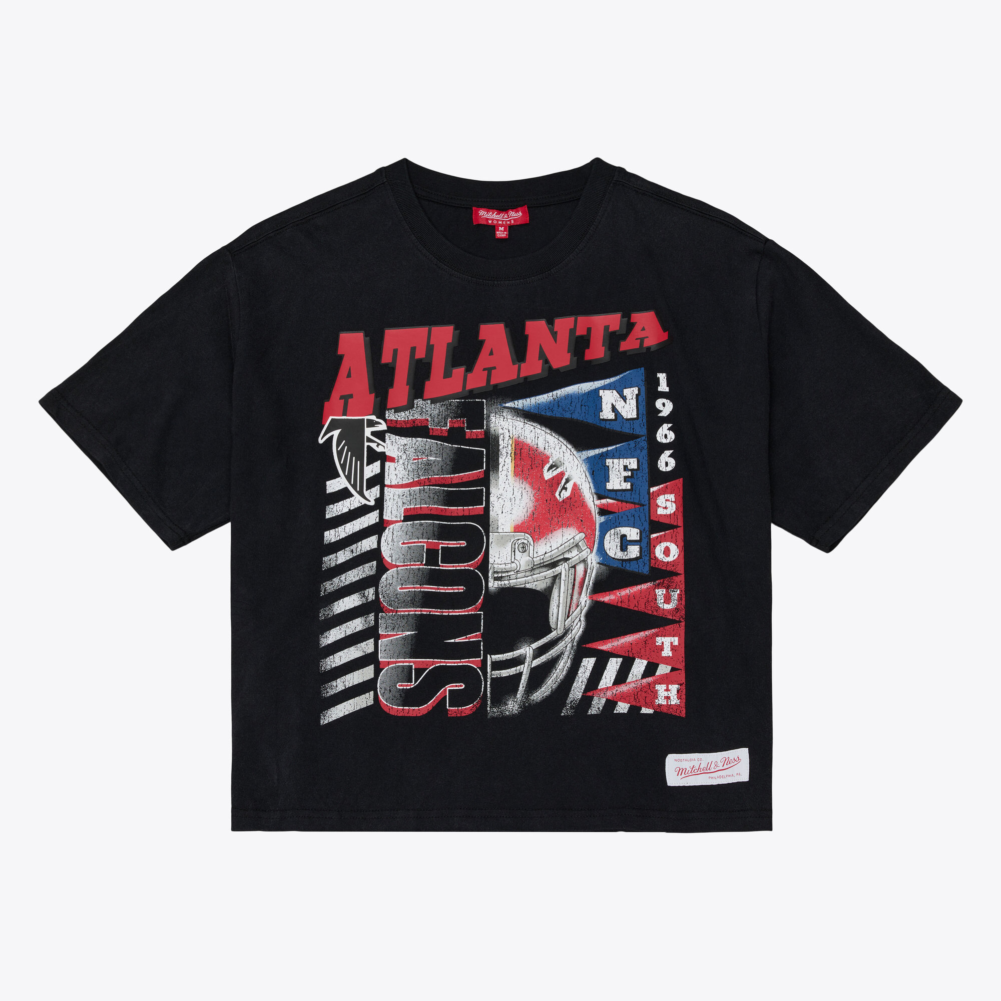 Women's Mitchell & Ness  Black Atlanta Falcons Street Graphic Boxy Cropped T-Shirt
