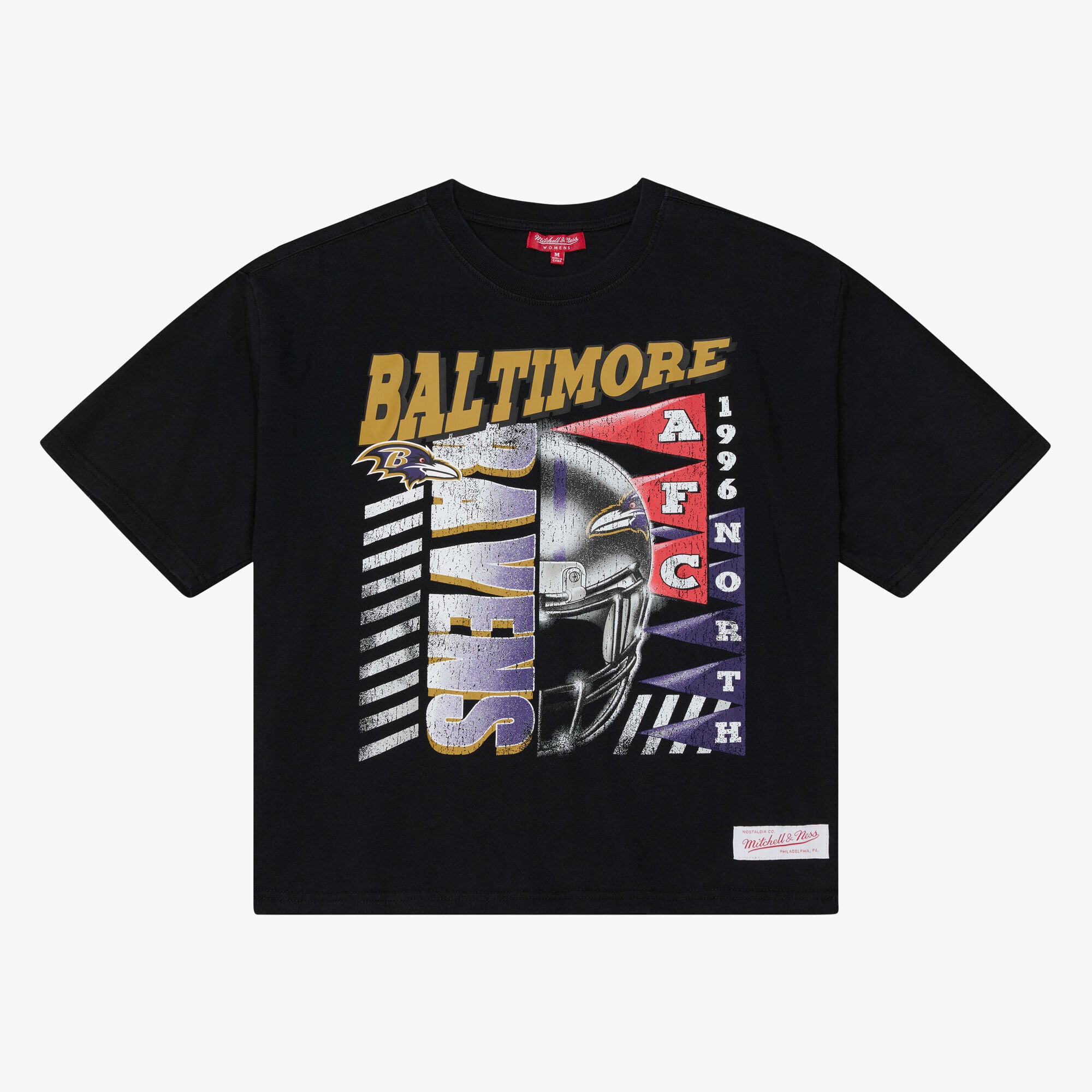 Women's Mitchell & Ness  Black Baltimore Ravens Street Graphic Boxy Cropped T-Shirt