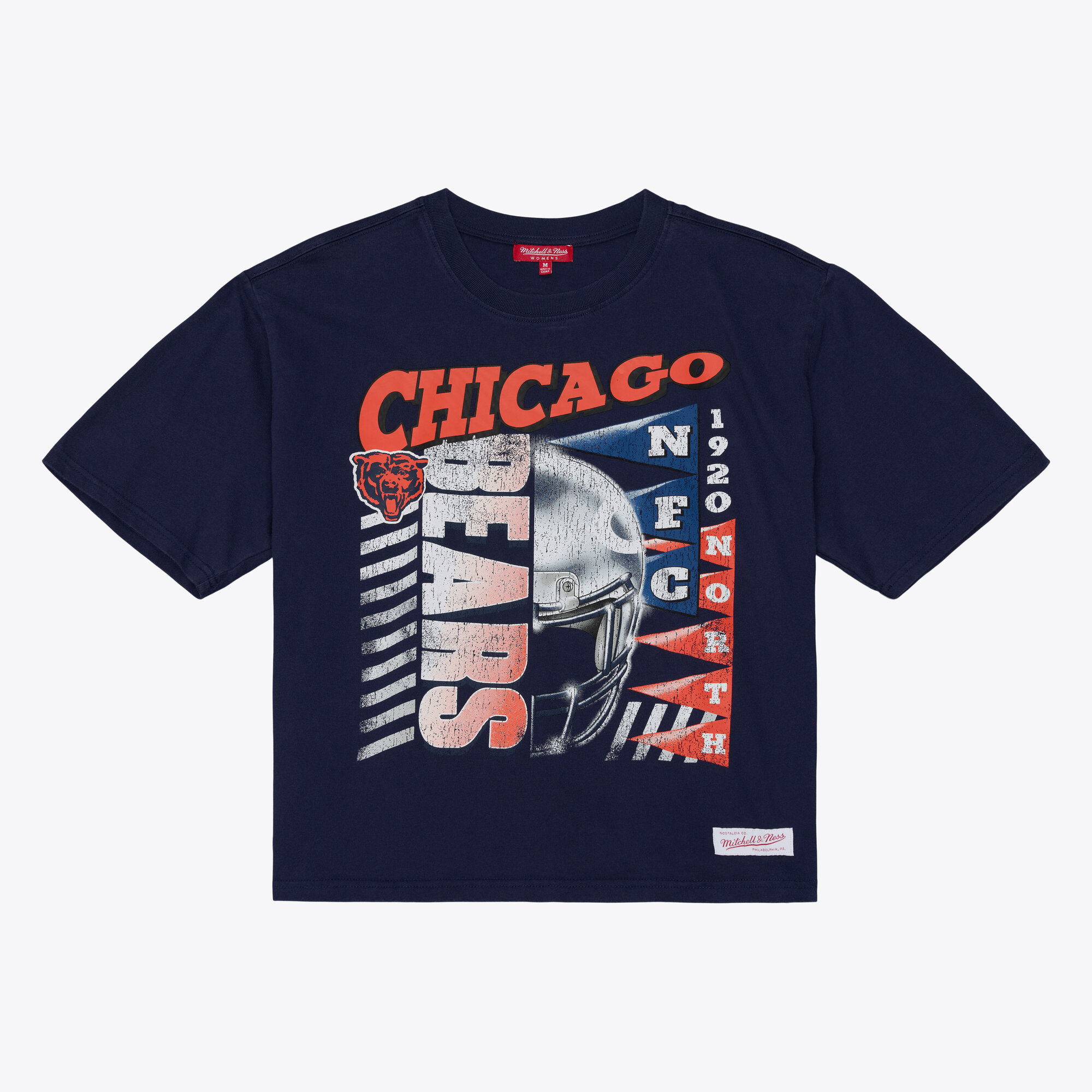 Mitchell & Ness Women's Navy Chicago Bears Street Graphic Boxy Cropped T-Shirt - Navy