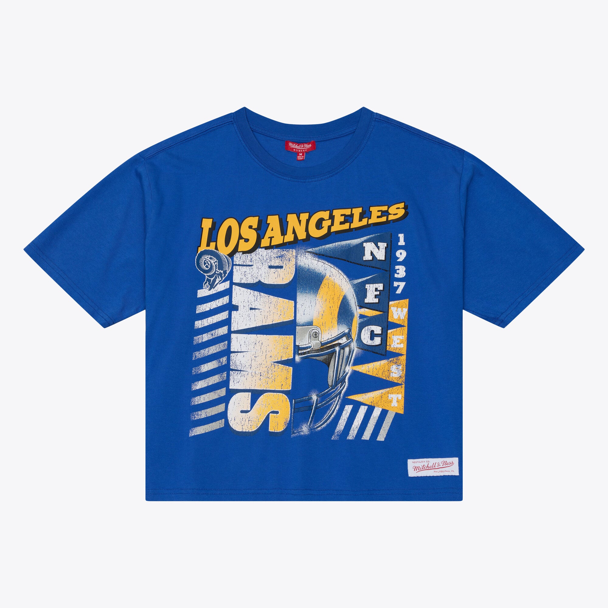 Women's Mitchell & Ness  Royal Los Angeles Rams Street Graphic Boxy Cropped T-Shirt