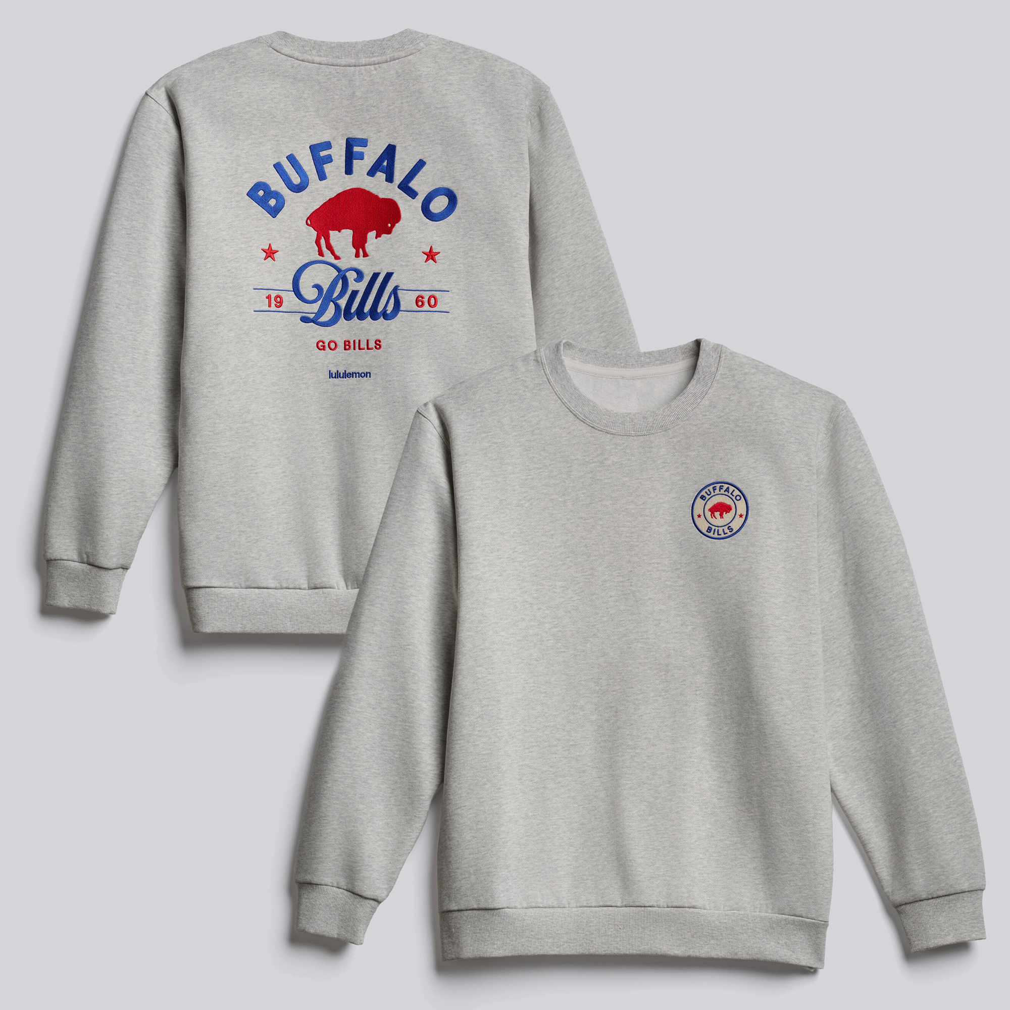 Men's lululemon Heathered Core Ultra Light Grey Buffalo Bills Retro Steady State Sweatshirt