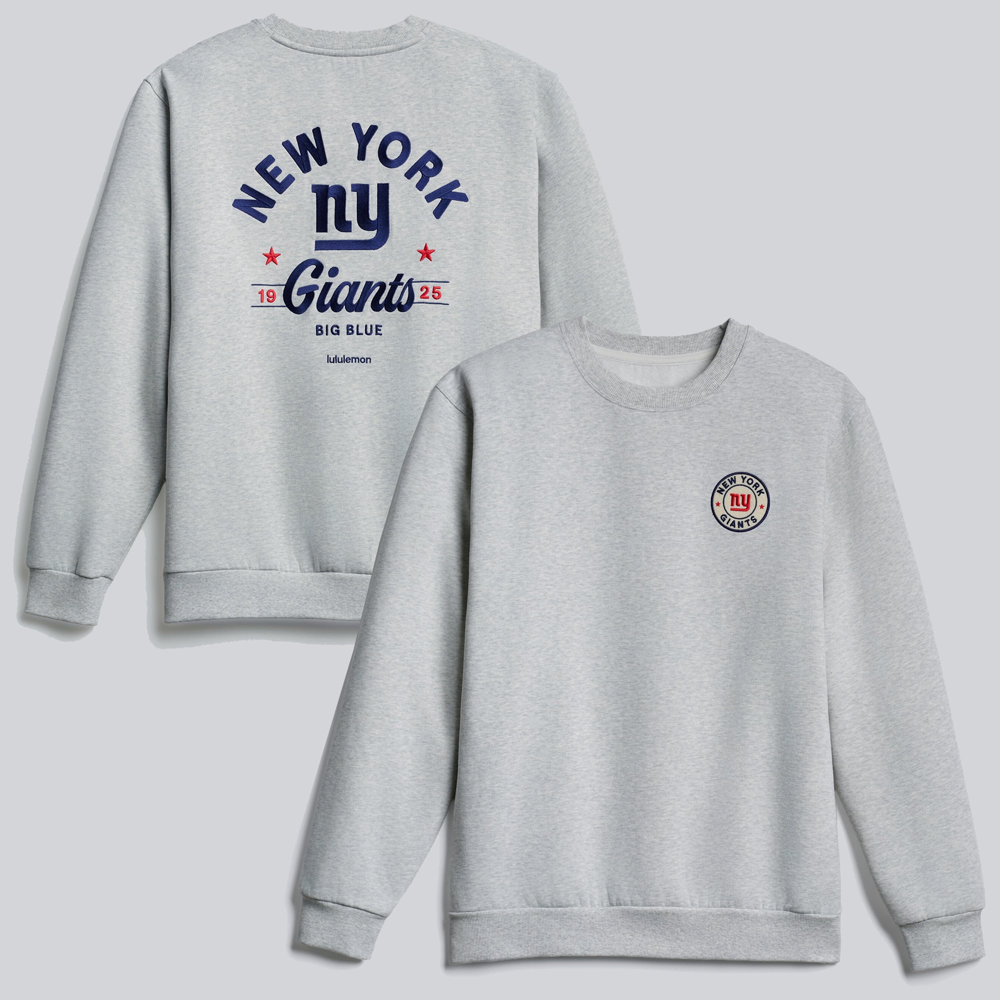 Men's lululemon Heathered Core Ultra Light Grey New York Giants Retro Steady State Sweatshirt