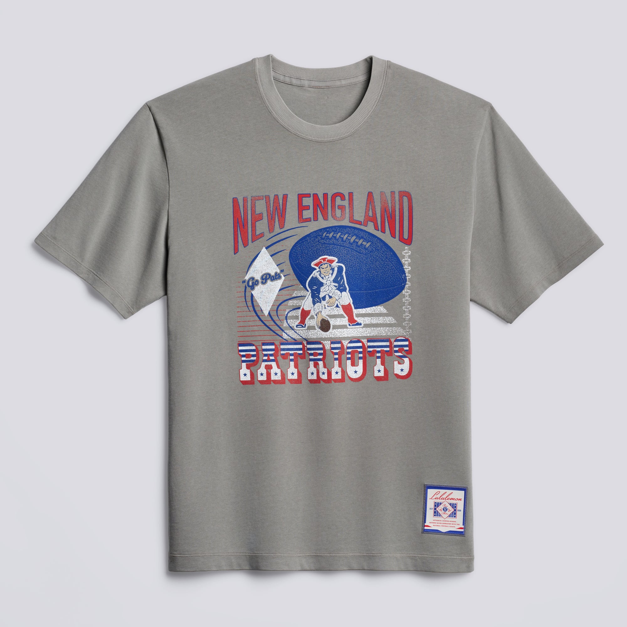 Men's lululemon Dilute Wash Pavement Grey New England Patriots Heavyweight Cotton T-Shirt