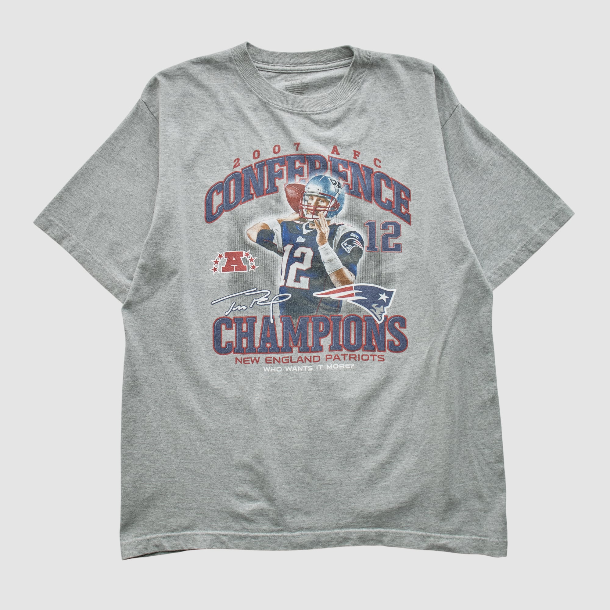 New England Patriots Reebok 2007 T-shirt - Heather Gray - M by Fanatics Real Vintage