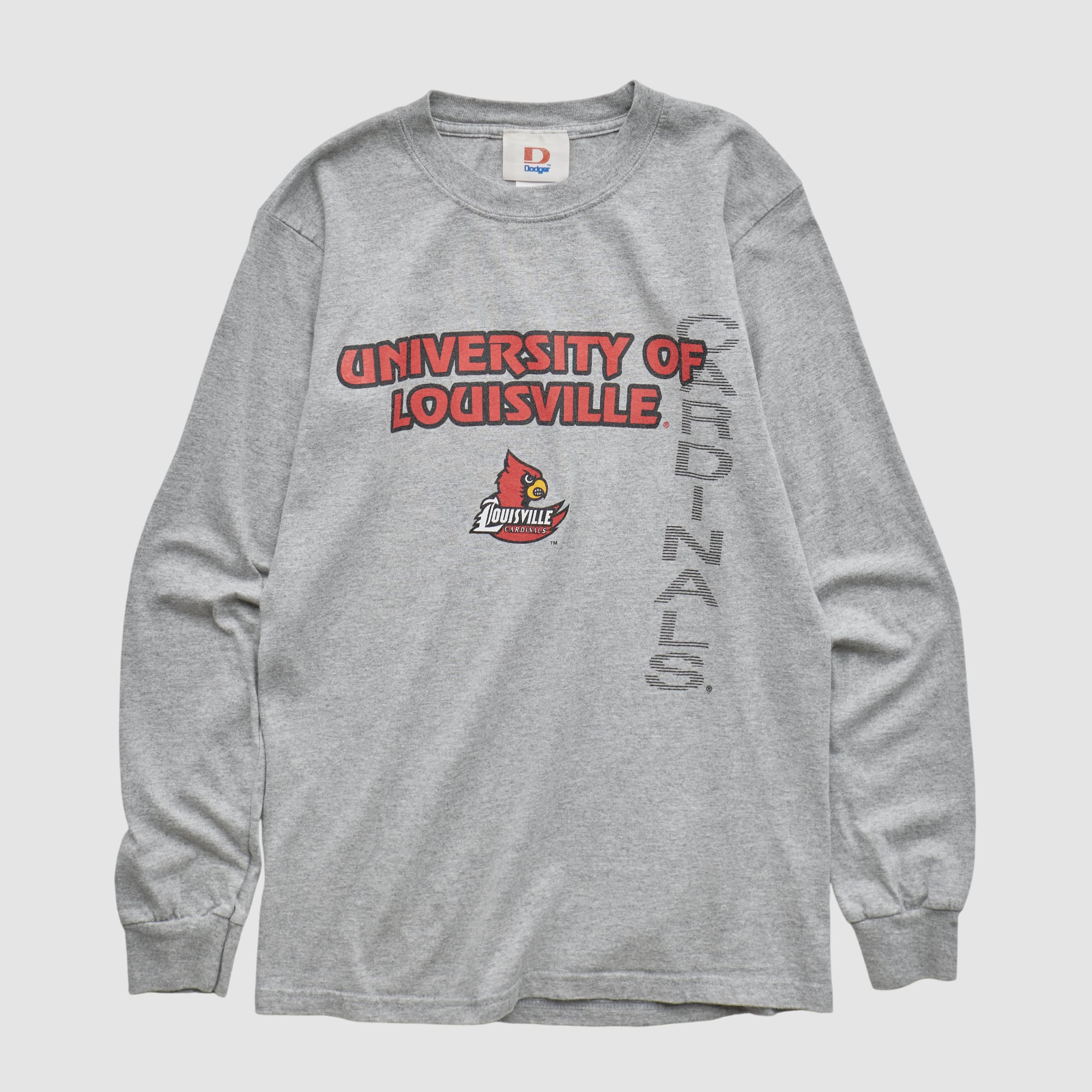 Louisville Cardinals Dodger 90s Long Sleeve T-shirt - Heather Gray - S by Fanatics Real Vintage