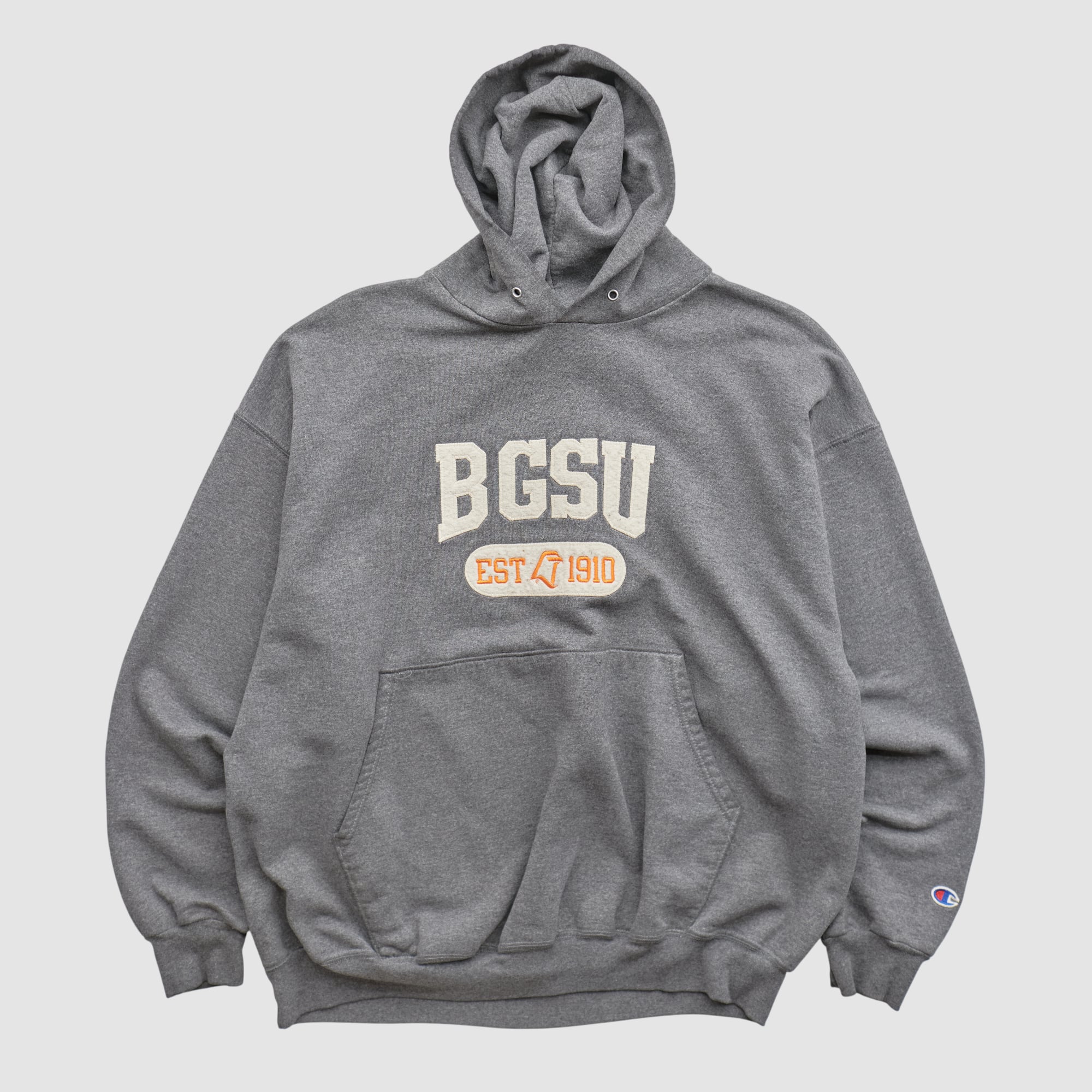 Bowling Green St. Falcons Champion 2000s Hooded Pullover Sweatshirt - Heather Gray - M by Fanatics Real Vintage