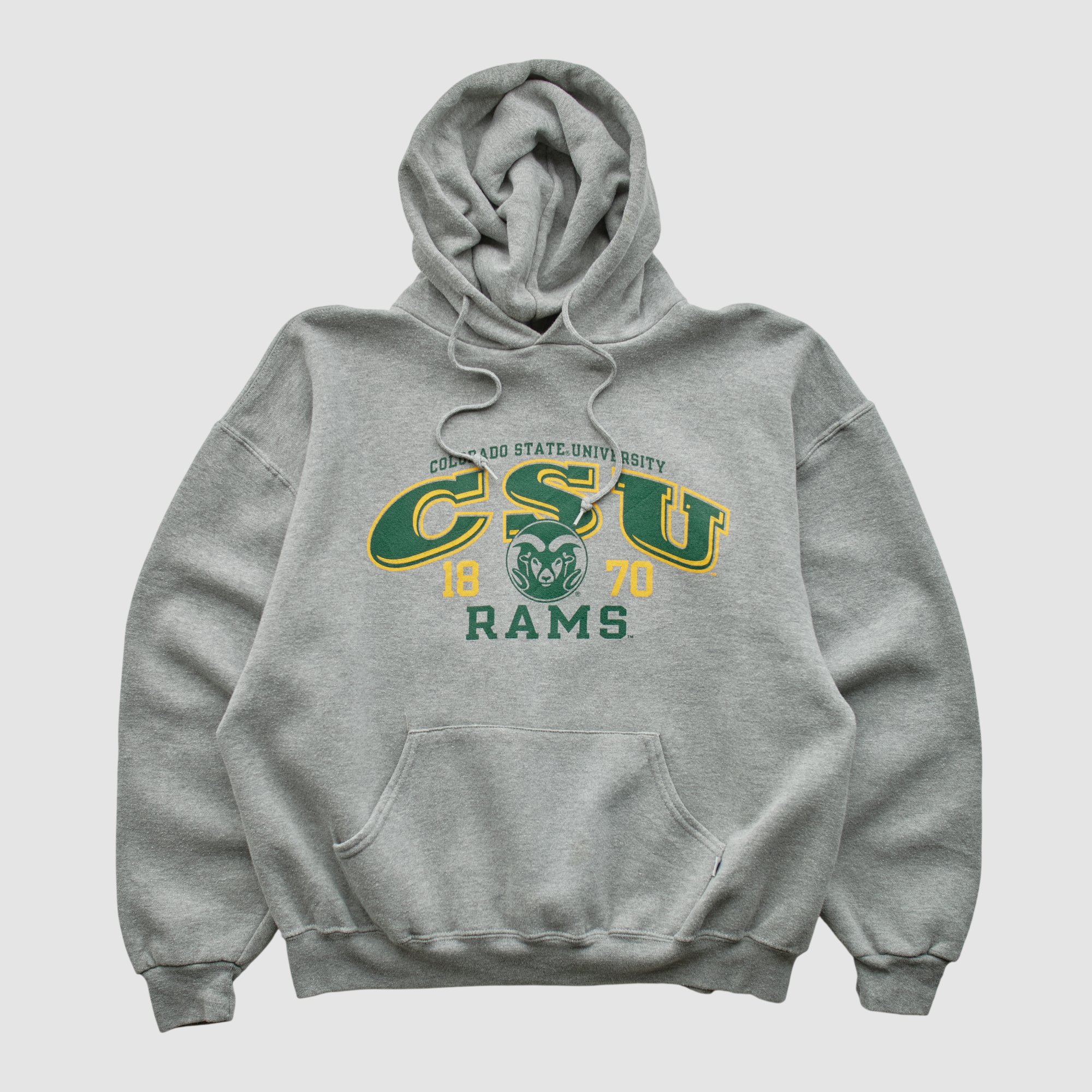 Colorado State Rams Russell 90s Hooded Pullover Sweatshirt - Heather Gray - XS by Fanatics Real Vintage
