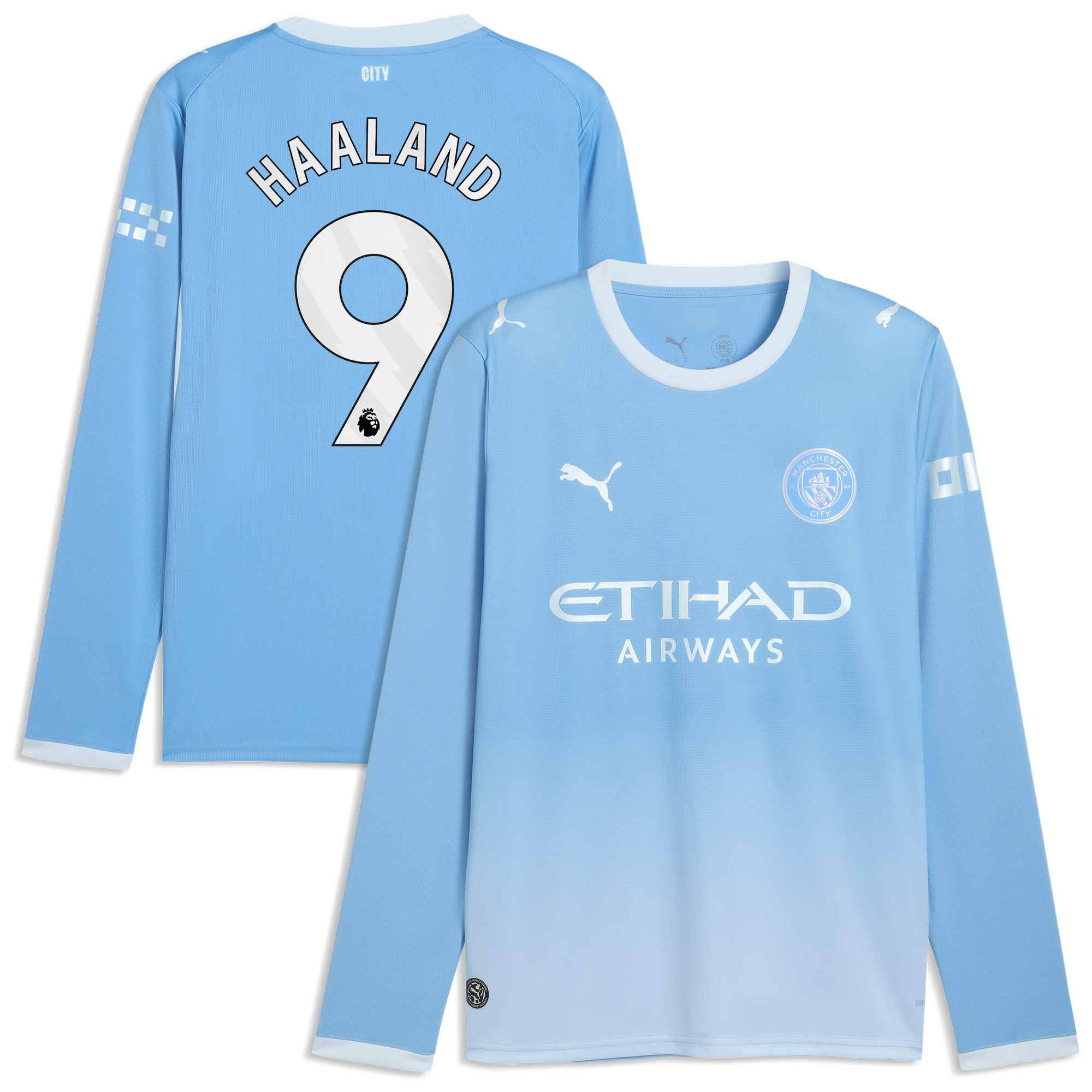 Maillot Domicile Manchester City PUMA 26/27 - Manches longues avec flocage Haaland 9