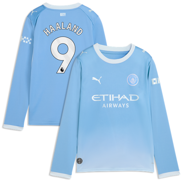 Maillot Domicile Manchester City PUMA 26/27 - Manches longues - Enfant avec flocage Haaland 9