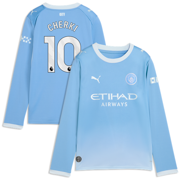 Maillot Domicile Manchester City PUMA 26/27 - Manches longues - Enfant avec flocage Cherki 10