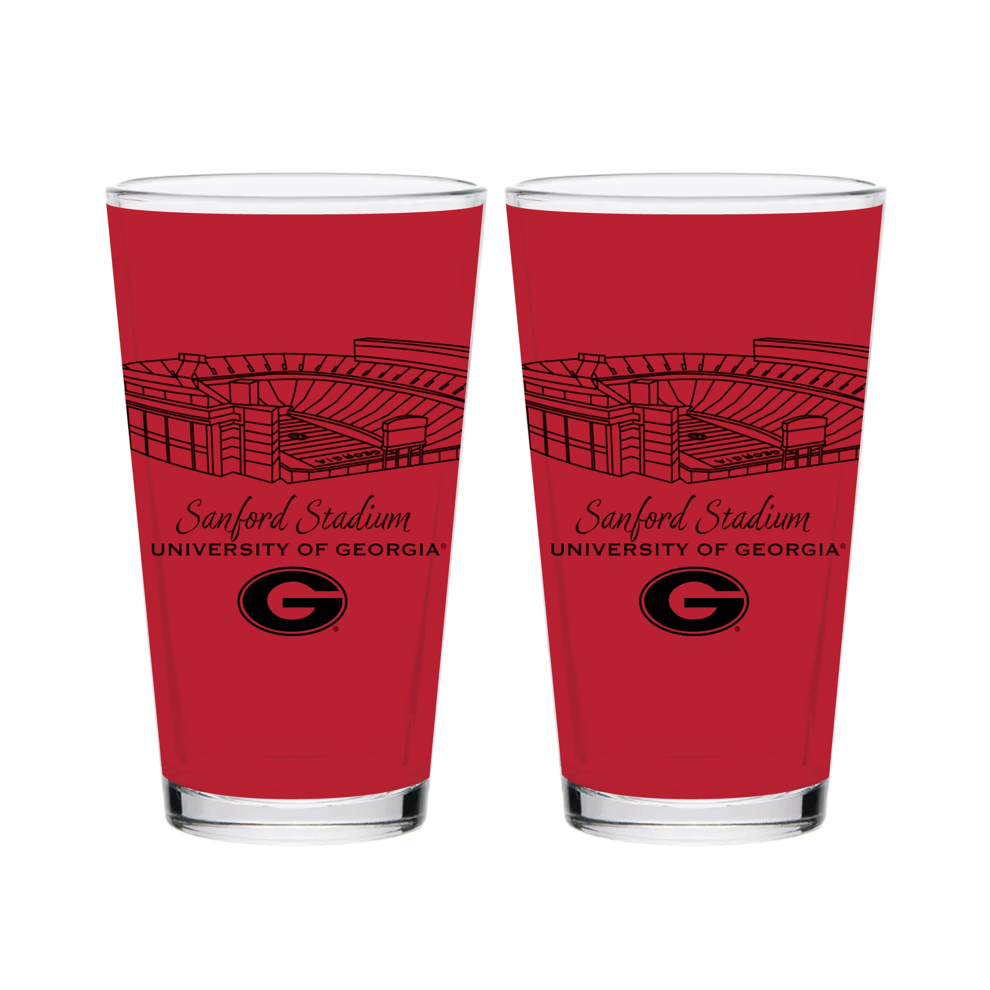 Indigo Falls  Georgia Bulldogs Core Stadium Pint Glass 2-Pack