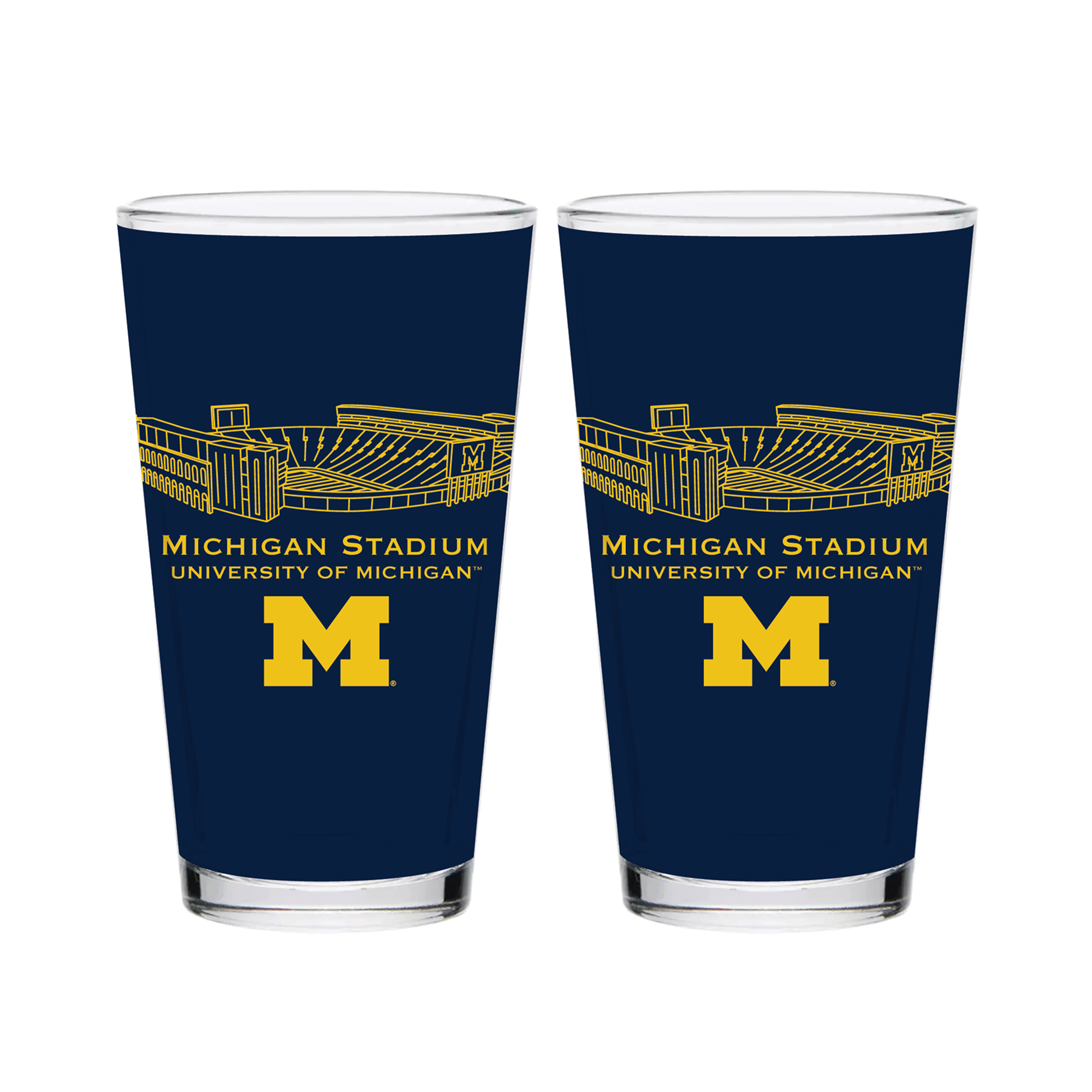 Indigo Falls  Michigan Wolverines Core Stadium Pint Glass 2-Pack
