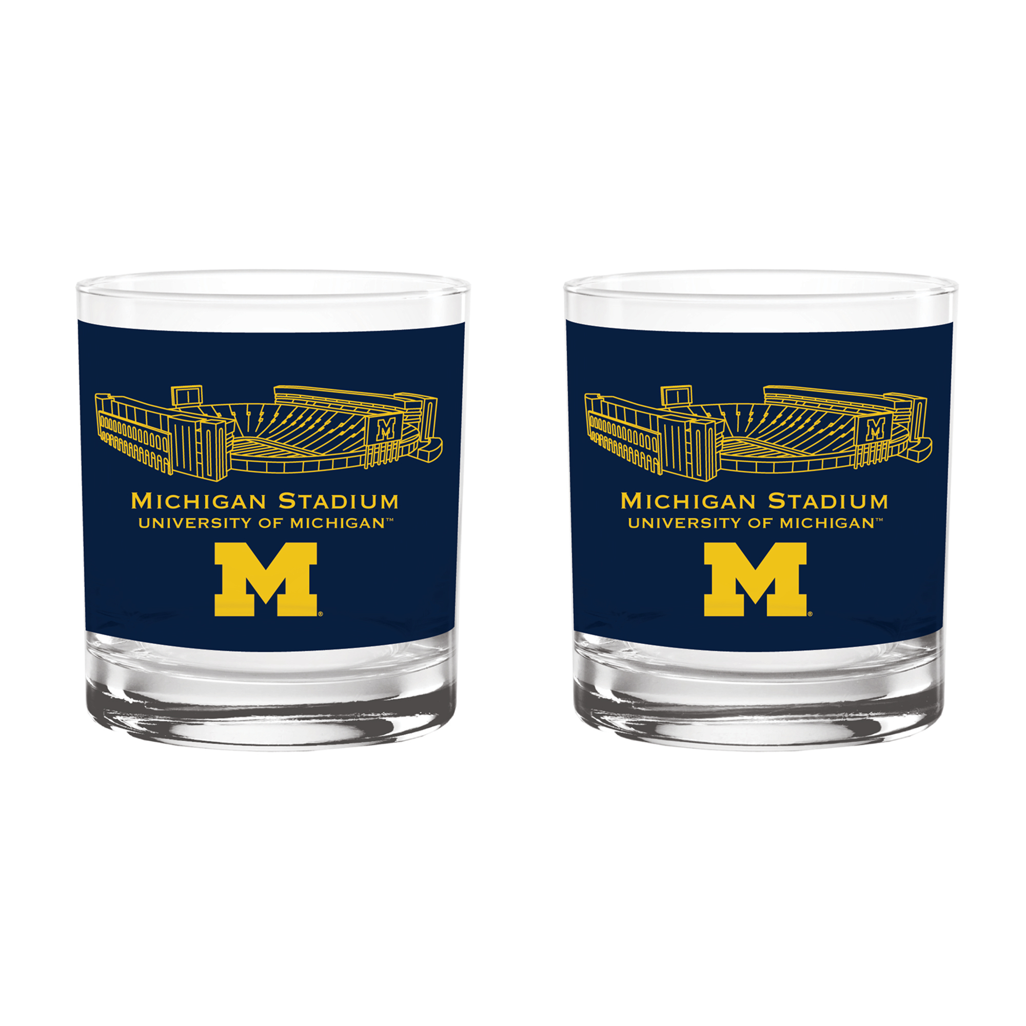 Indigo Falls  Michigan Wolverines Core Stadium Rocks Glass 2-Pack