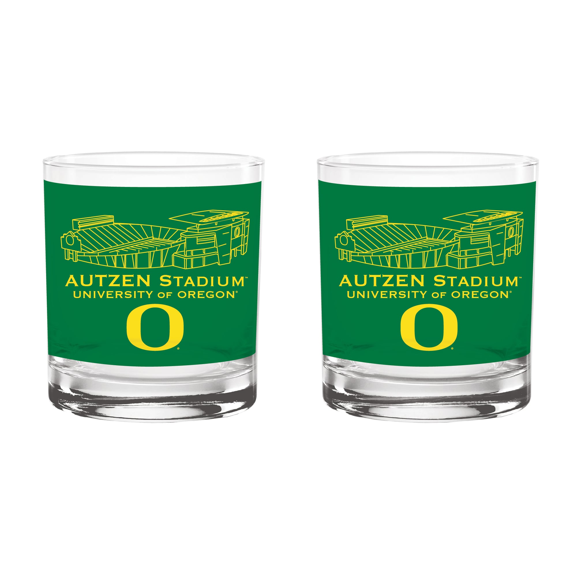Indigo Falls  Oregon Ducks Core Stadium Rocks Glass 2-Pack