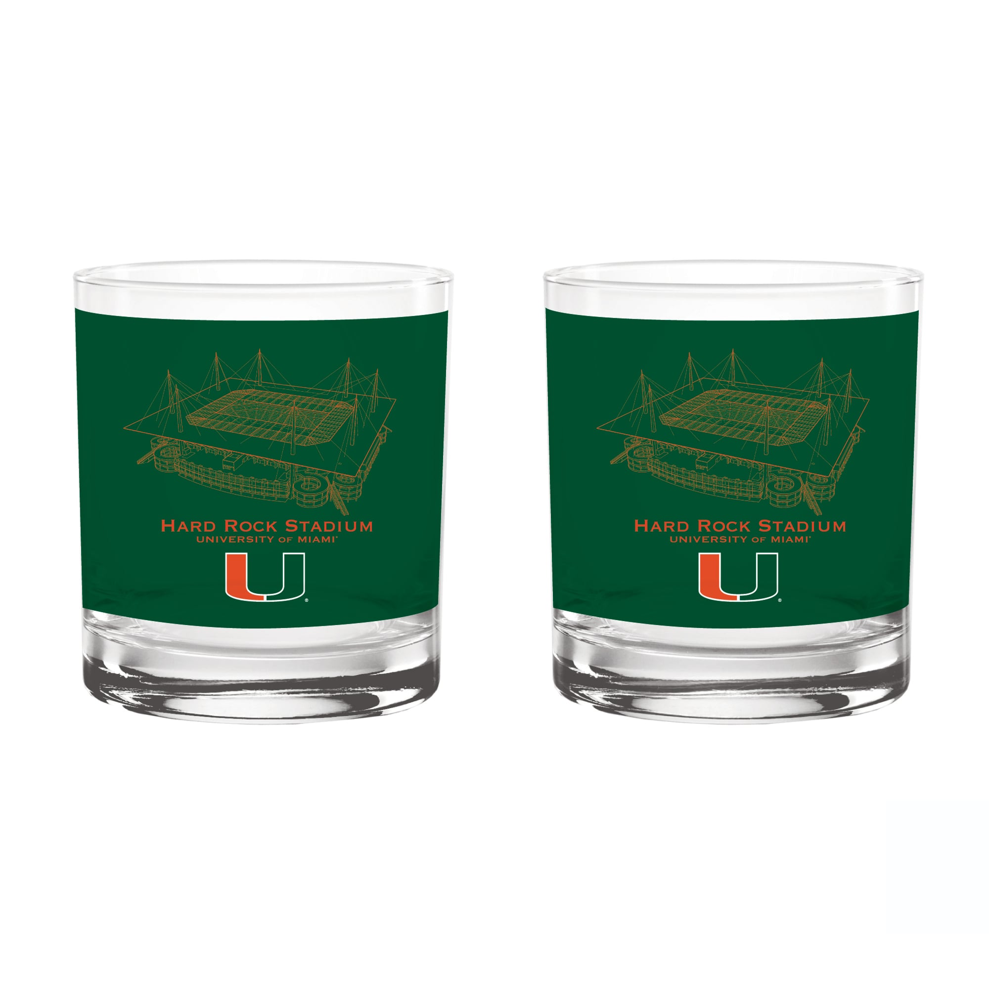 Indigo Falls  Miami Hurricanes Core Stadium Rocks Glass 2-Pack