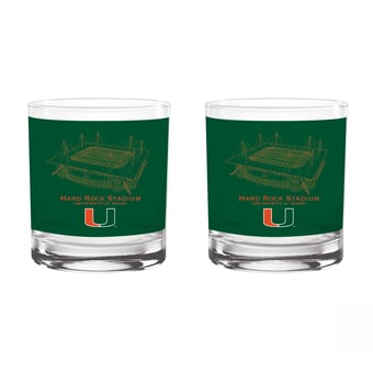 Indigo Falls  Miami Hurricanes Core Stadium Rocks Glass 2-Pack