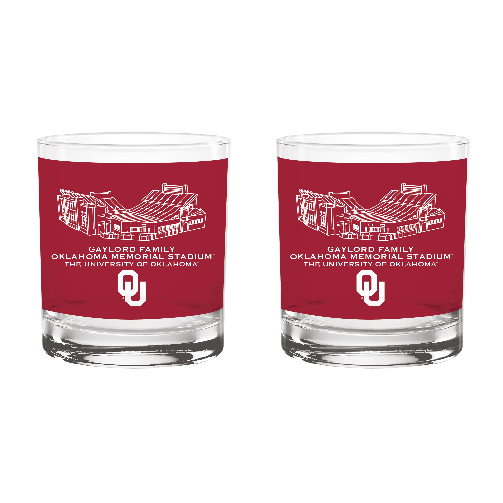 Indigo Falls  Oklahoma Sooners Core Stadium Rocks Glass 2-Pack