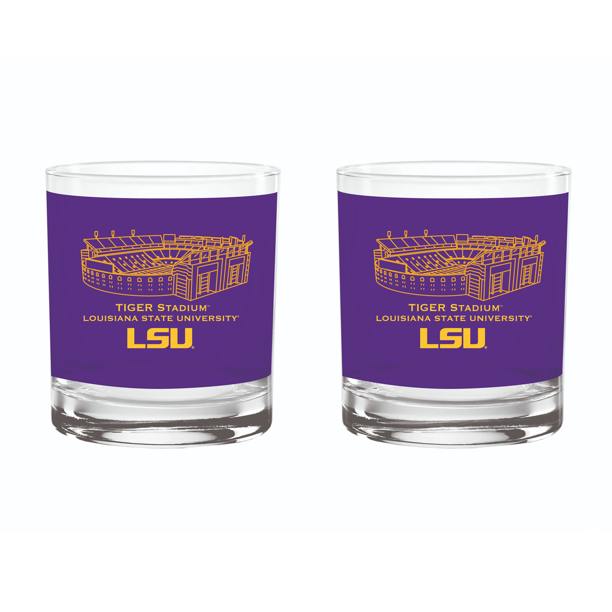 Indigo Falls  LSU Tigers Core Stadium Rocks Glass 2-Pack