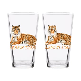 Indigo Falls  Clemson Tigers Laura Wilcox Mascot Pint Glass Set of 2