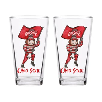 Indigo Falls  Ohio State Buckeyes Laura Wilcox Mascot Pint Glass Set of 2