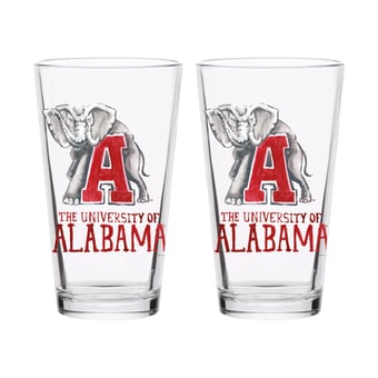 Indigo Falls  Alabama Crimson Tide Laura Wilcox Mascot Pint Glass Set of 2