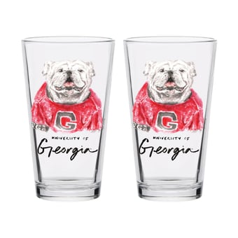 Indigo Falls  Georgia Bulldogs Laura Wilcox Mascot Pint Glass Set of 2