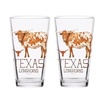 Indigo Falls  Texas Longhorns Laura Wilcox Mascot Pint Glass Set of 2