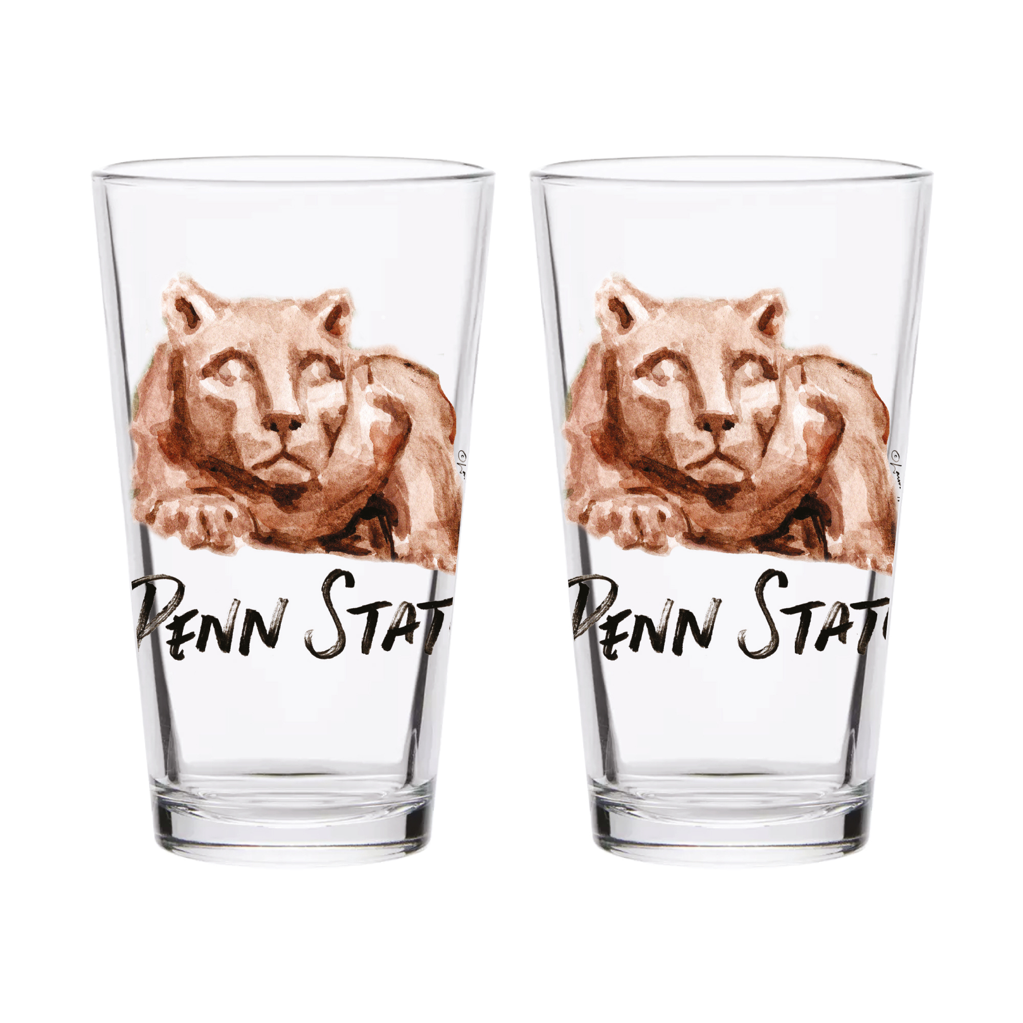 Indigo Falls  Penn State Nittany Lions Laura Wilcox Mascot Pint Glass Set of 2