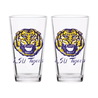 Indigo Falls  LSU Tigers Laura Wilcox Mascot Pint Glass Set of 2