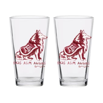 Indigo Falls  Texas A&M Aggies Laura Wilcox Mascot Pint Glass Set of 2