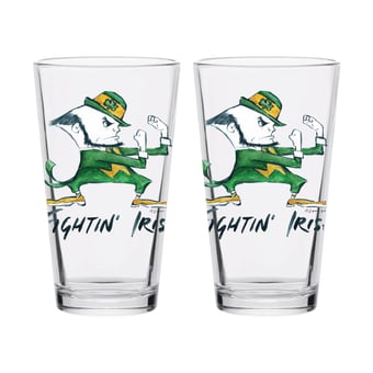 Indigo Falls  Notre Dame Fighting Irish Laura Wilcox Mascot Pint Glass Set of 2