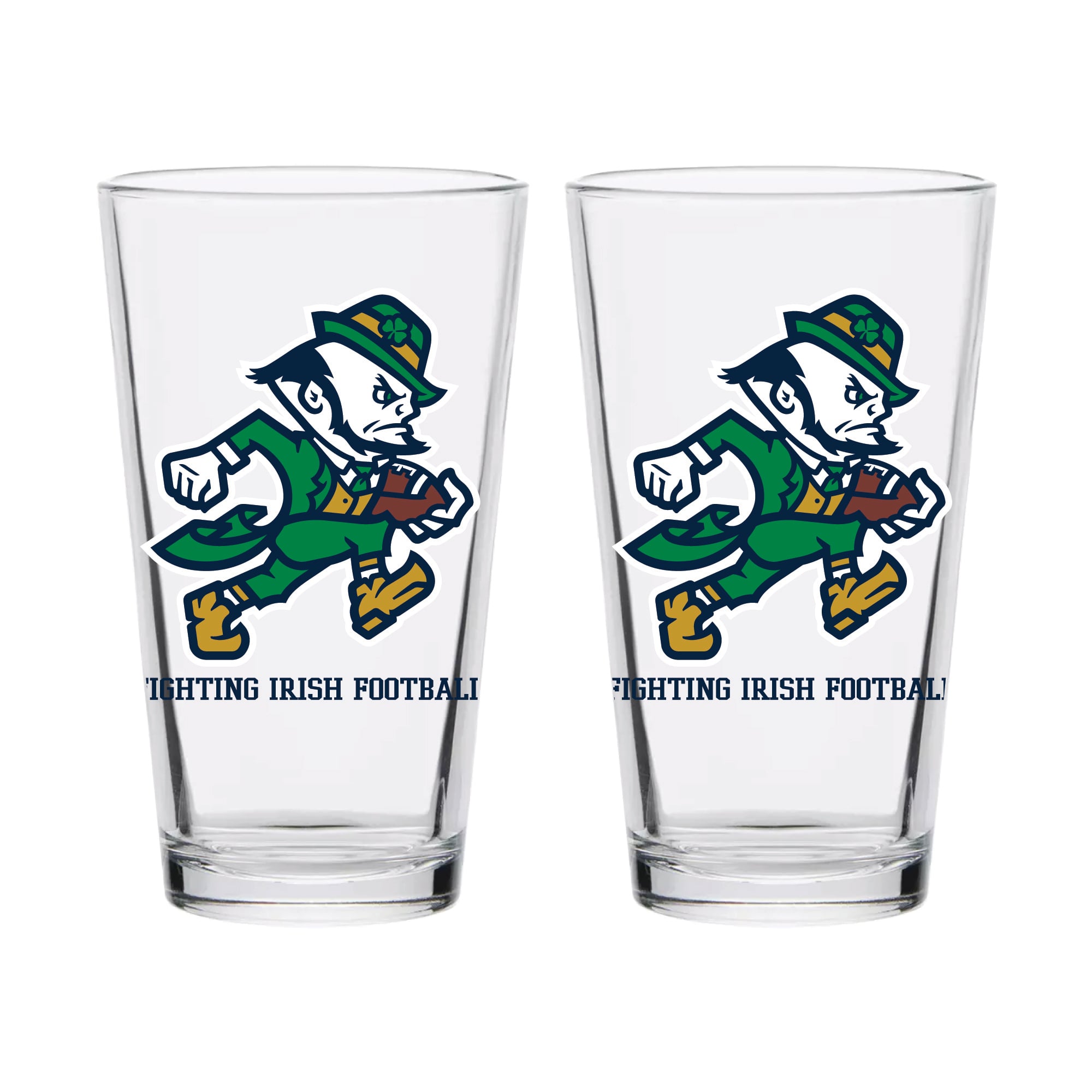 Indigo Falls Notre Dame Fighting Irish Laura Wilcox Mascot Pint Glass Set of 2