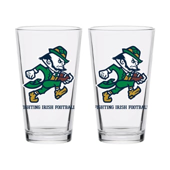 Indigo Falls  Notre Dame Fighting Irish Laura Wilcox Mascot Pint Glass Set of 2