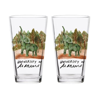 Indigo Falls  Alabama Crimson Tide Laura Wilcox Mascot Pint Glass Set of 2