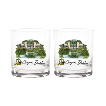 Indigo Falls  Oregon Ducks Laura Wilcox Mascot Rocks Glass Set of 2