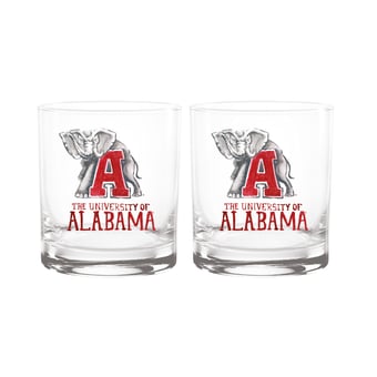 Indigo Falls  Alabama Crimson Tide Laura Wilcox Mascot Rocks Glass Set of 2