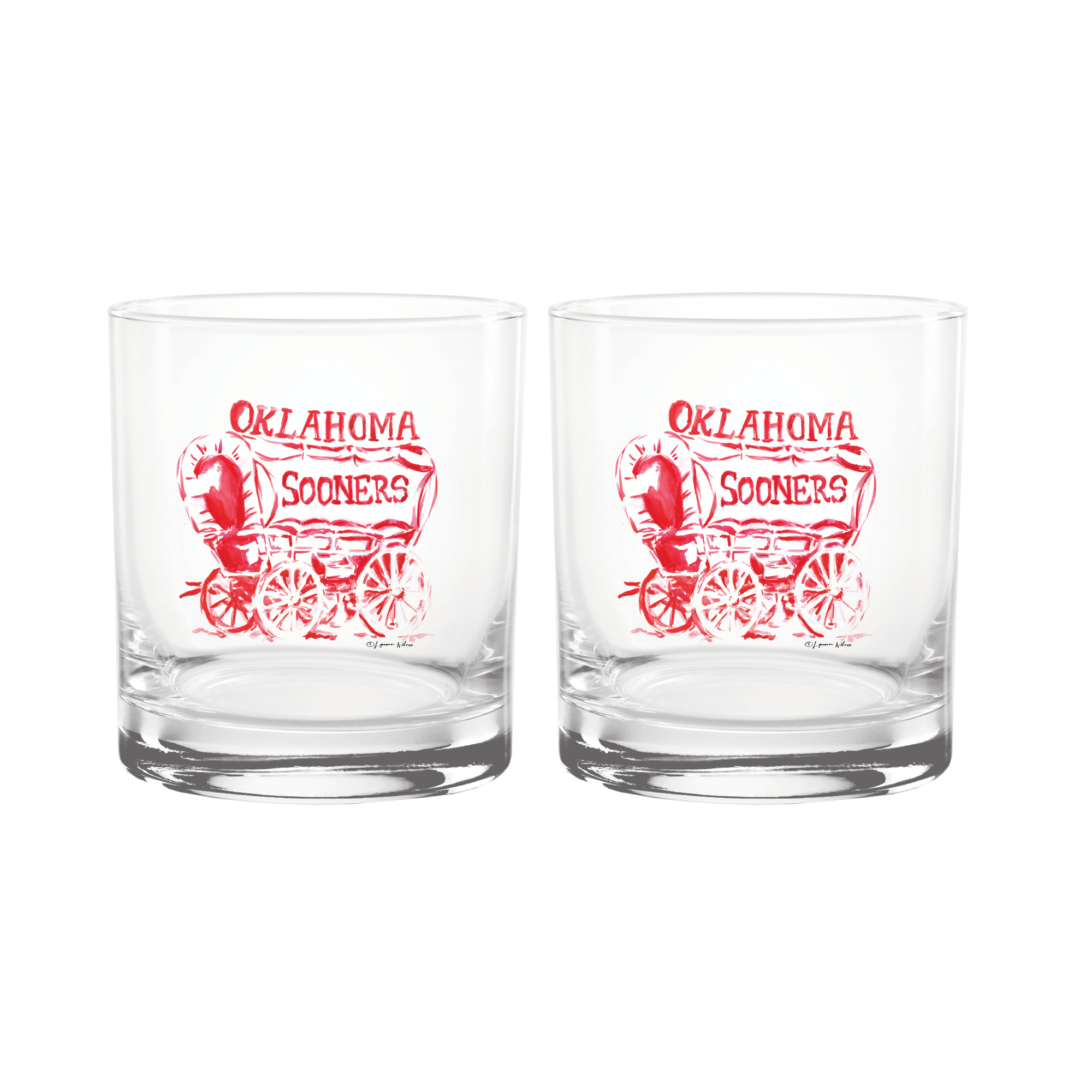 Indigo Falls  Oklahoma Sooners Laura Wilcox Mascot Rocks Glass Set of 2