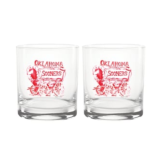 Indigo Falls  Oklahoma Sooners Laura Wilcox Mascot Rocks Glass Set of 2