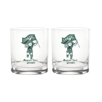Indigo Falls  Michigan State Spartans Laura Wilcox Mascot Rocks Glass Set of 2
