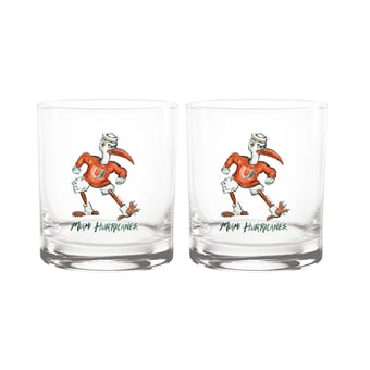 Indigo Falls  Miami Hurricanes Laura Wilcox Mascot Rocks Glass Set of 2