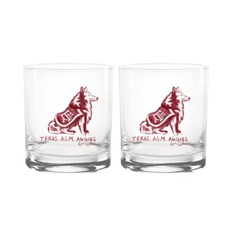 Indigo Falls  Texas A&M Aggies Laura Wilcox Mascot Rocks Glass Set of 2