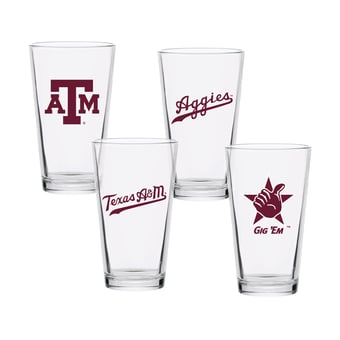 Texas A&M Aggies 16oz. Collector Pint Glass Four-Piece Set
