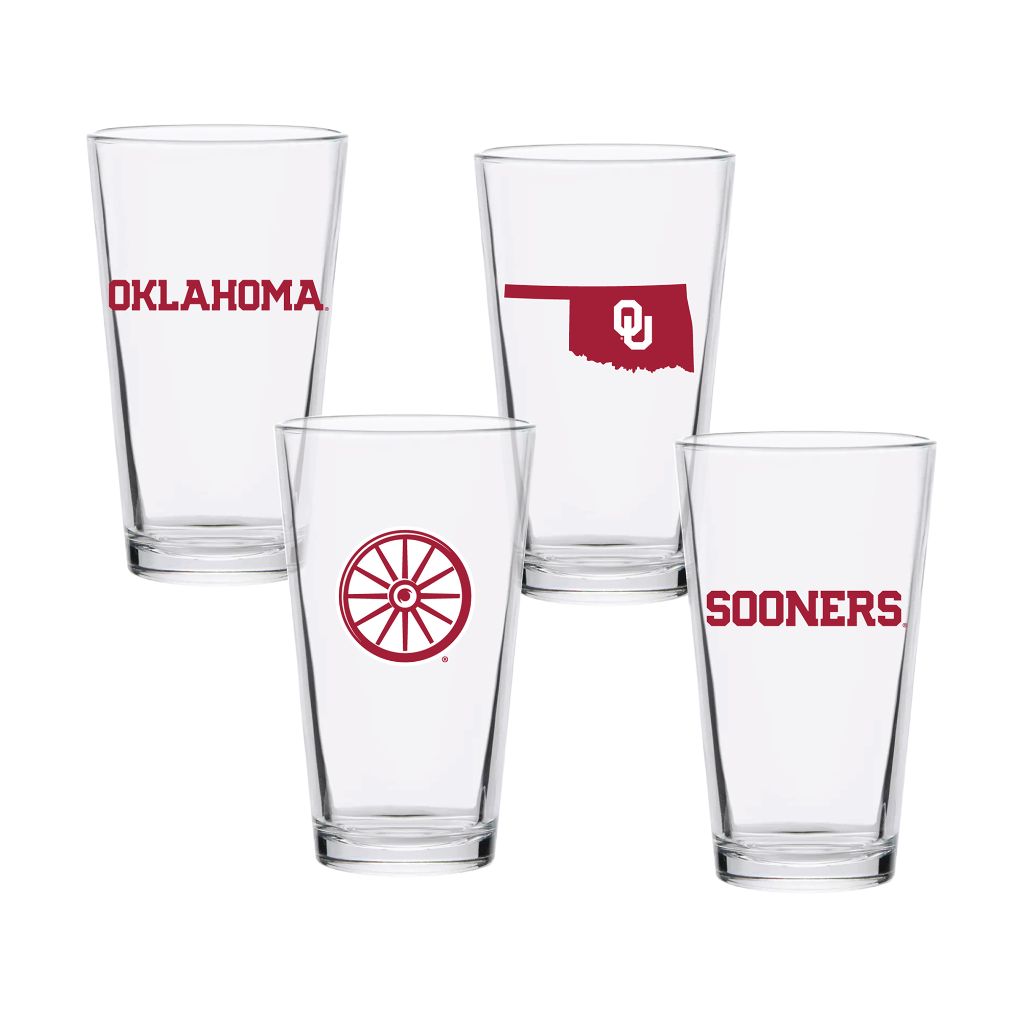 Oklahoma Sooners 16oz. Collector Pint Glass Four-Piece Set