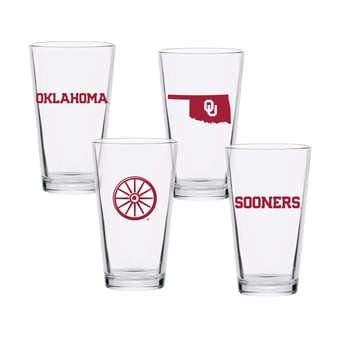 Oklahoma Sooners 16oz. Collector Pint Glass Four-Piece Set
