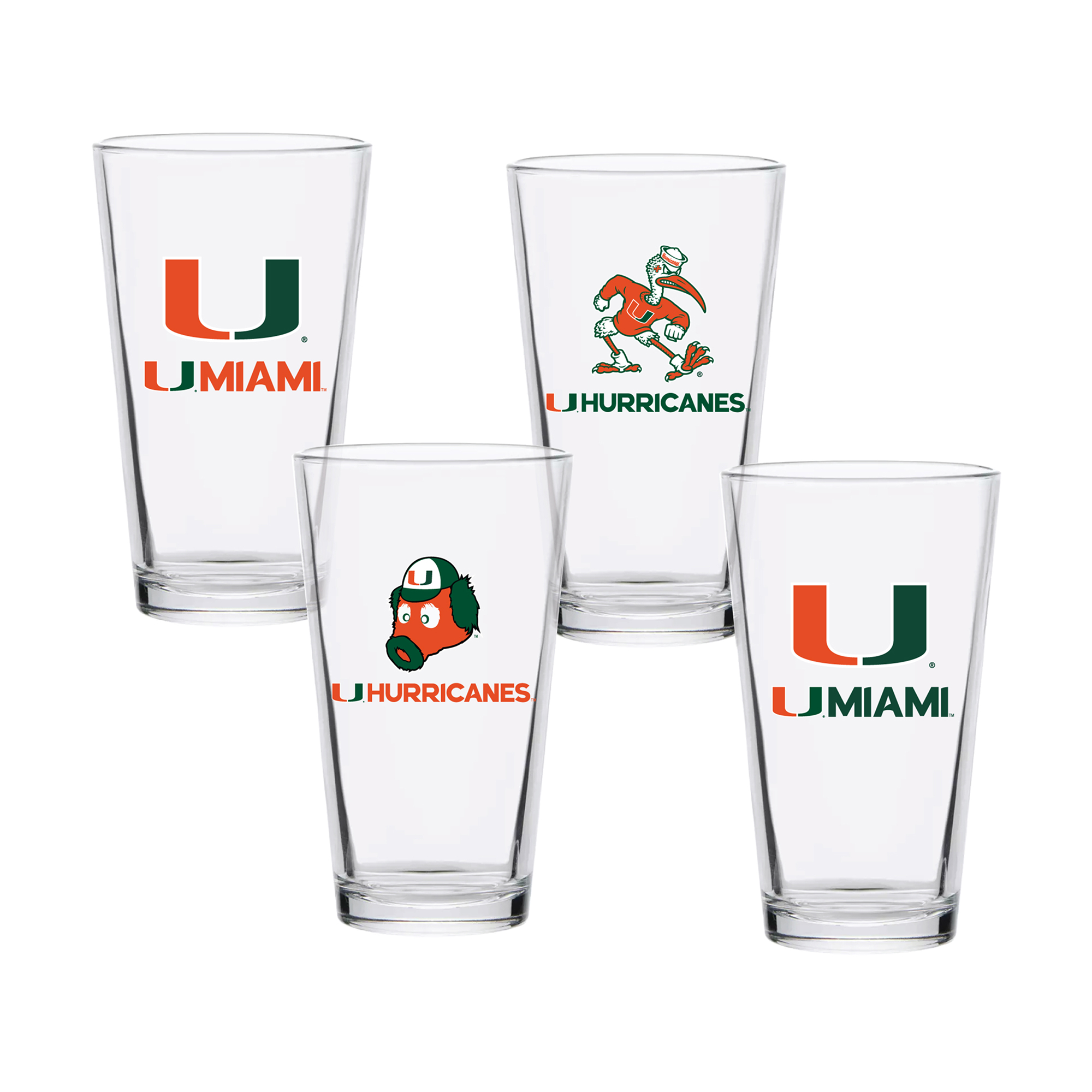 Miami Hurricanes 16oz. Collector Pint Glass Four-Piece Set